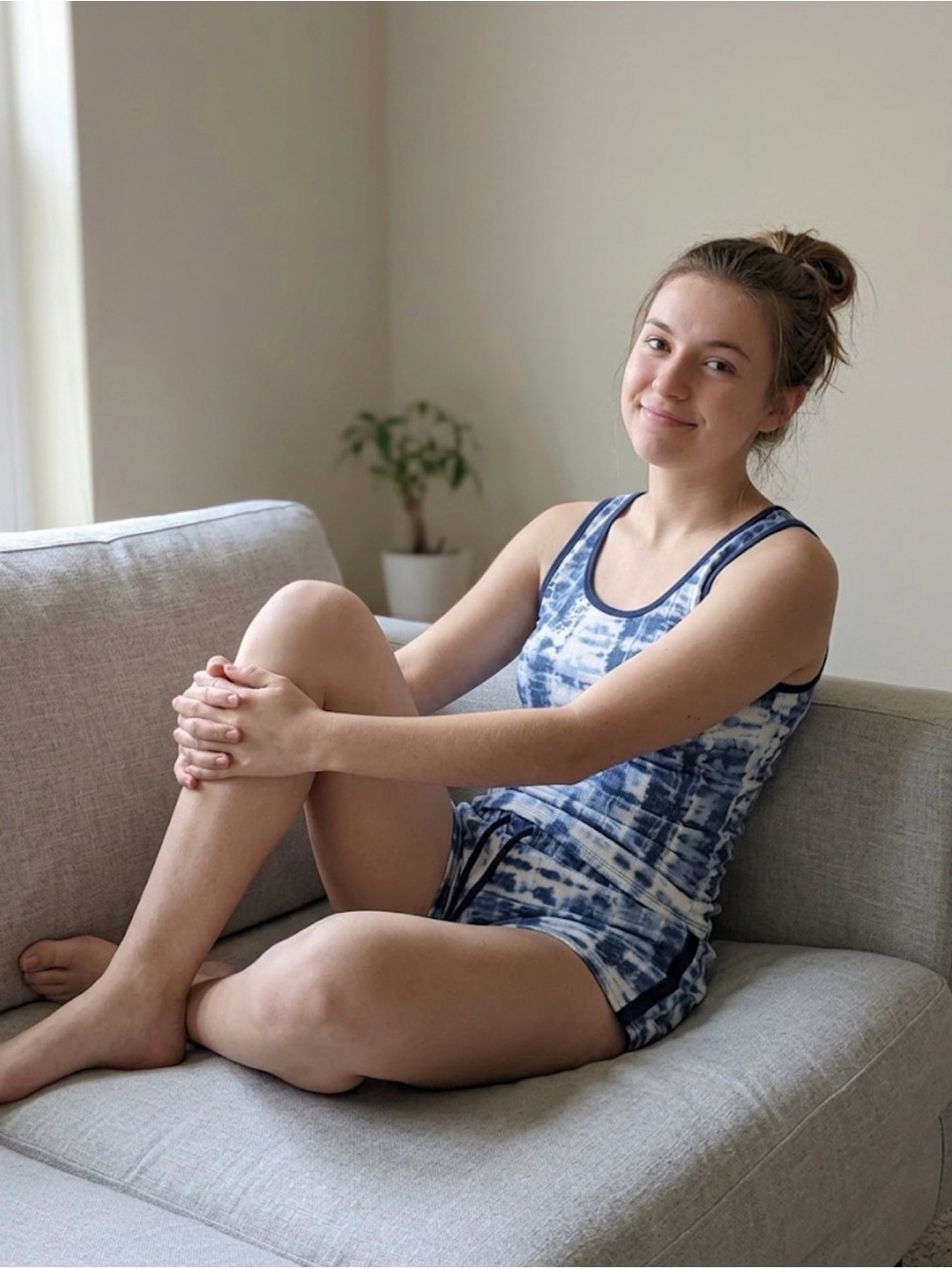 Lucky Brand Blue Tie-Dye Tank & Short Sleep Set Small